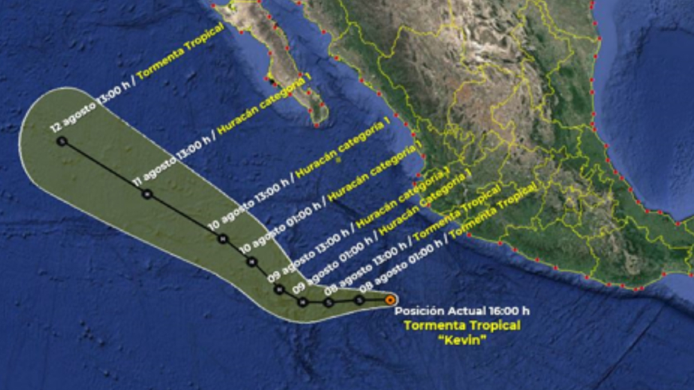 Se forma tormenta tropical Kevin frente a las costas del Pacífico mexicano