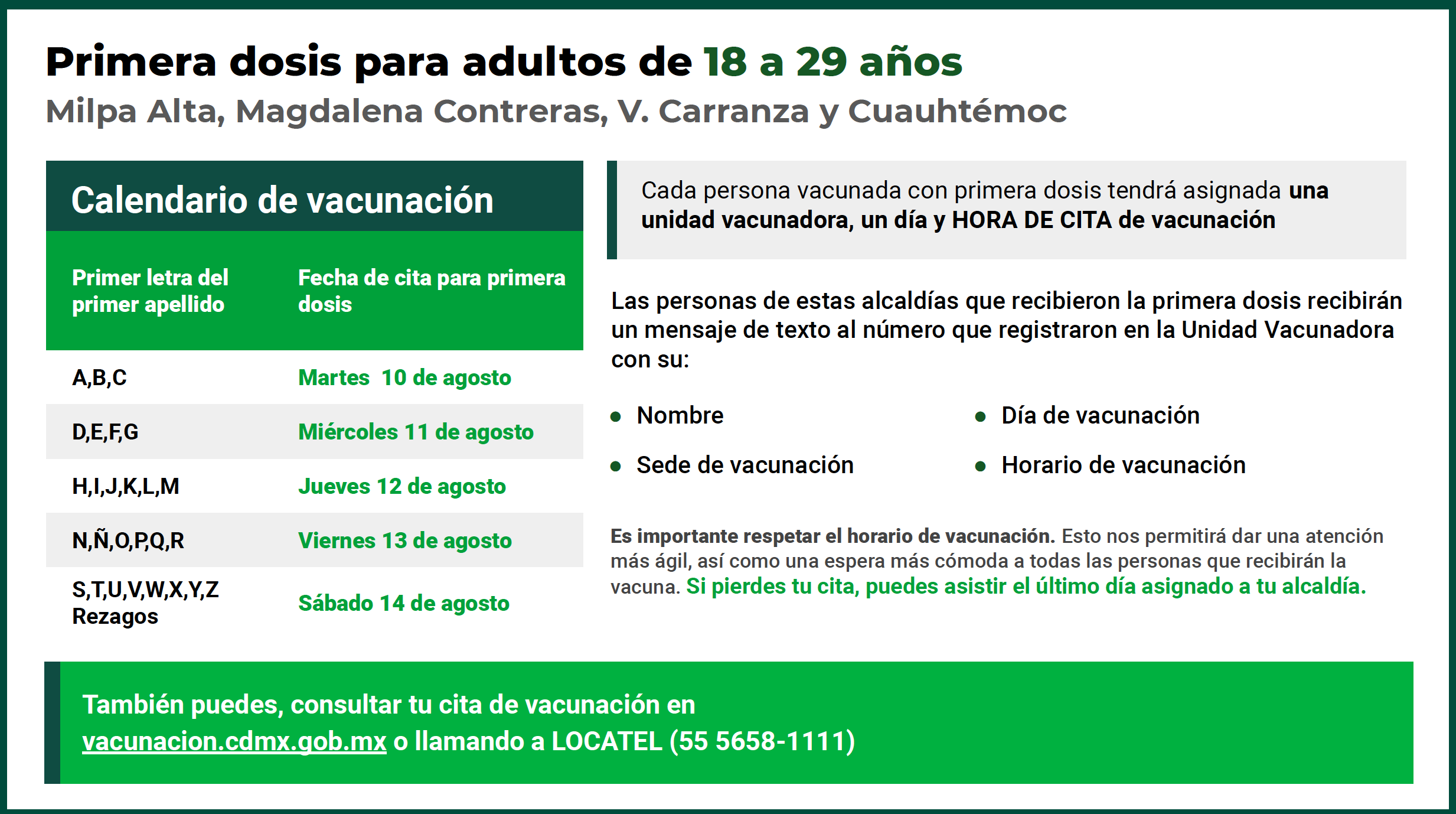 Continuará aplicación de primera dosis a jóvenes y rezagados en CDMX; adultos completarán esquema en dos alcaldías - vac060820211