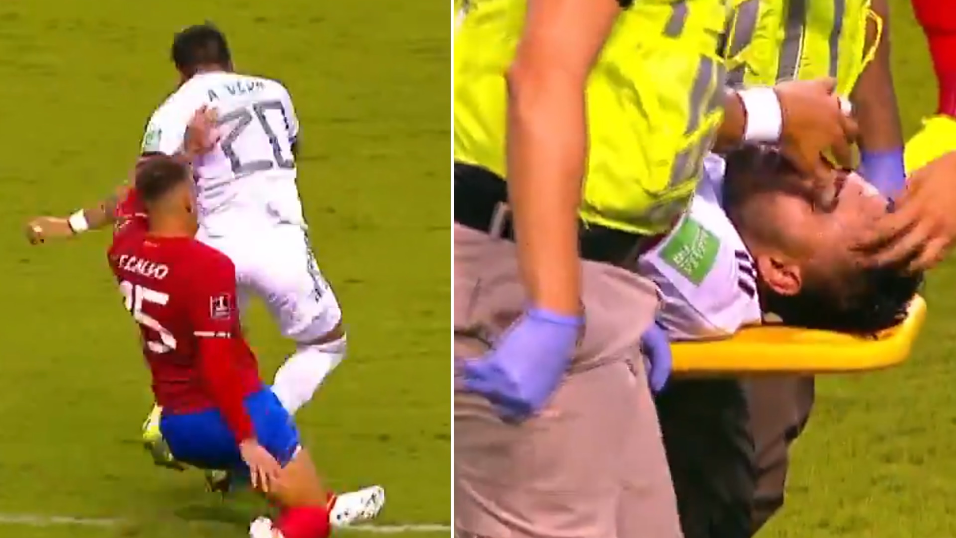 Alexis Vega lastimado tras barrida en partido México vs Costa Rica