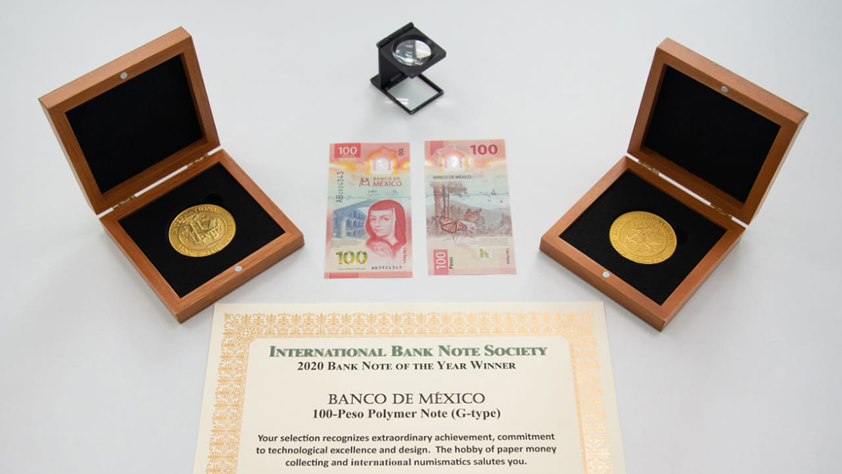 Banxico recibe reconocimiento por billete de 100 pesos, el mejor de 2020