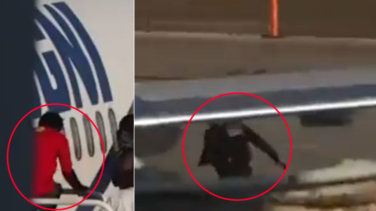Migrante intenta escapar durante abordaje a avión que lo llevaría a Haití