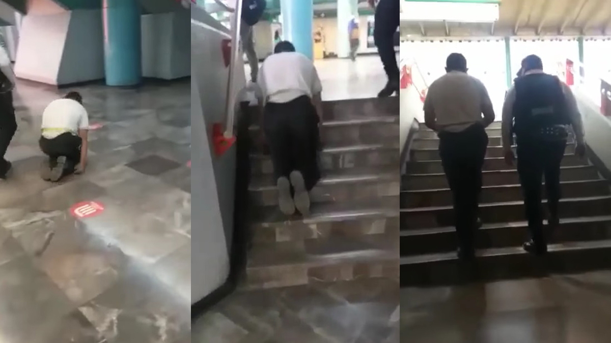 #Video Evidencian a falso discapacitado que pedía dinero en Metro
