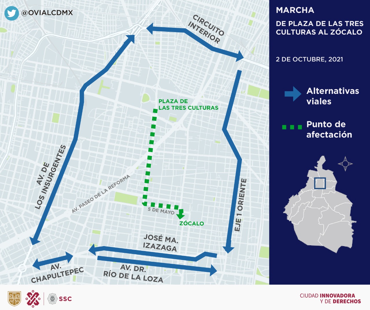 Marcha del 2 de Octubre: Ruta y alternativas viales por las movilizaciones - marcha-2-de-octubre
