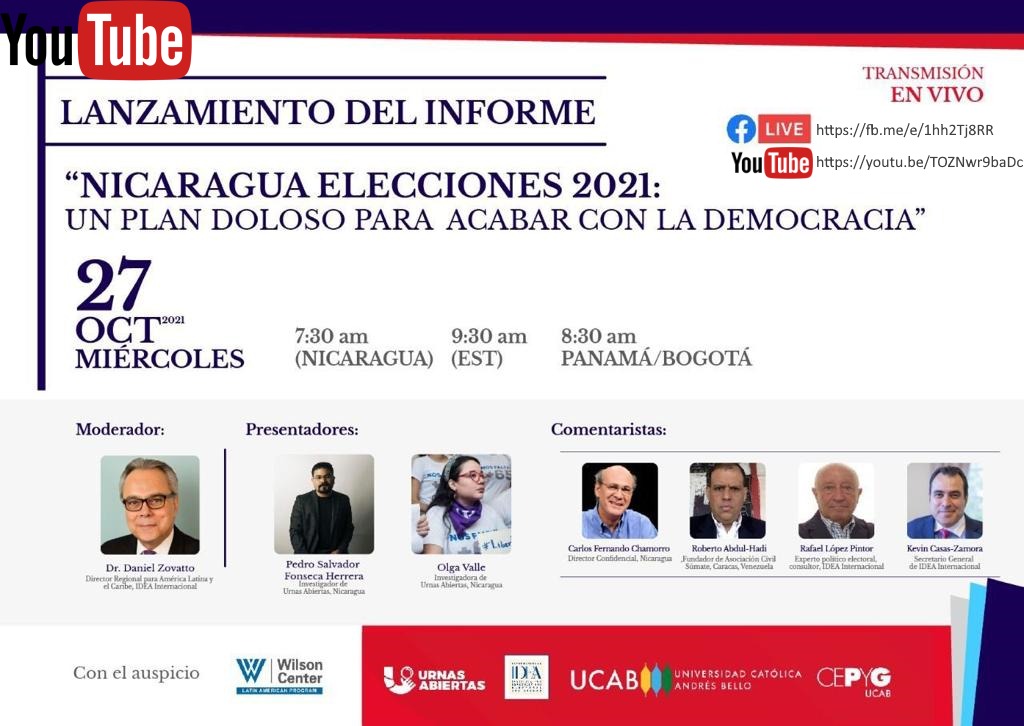 #EnVivo "Nicaragua: Elecciones 2021: Un plan doloso para acabar con la democracia" - nicaragua-elecciones-2021