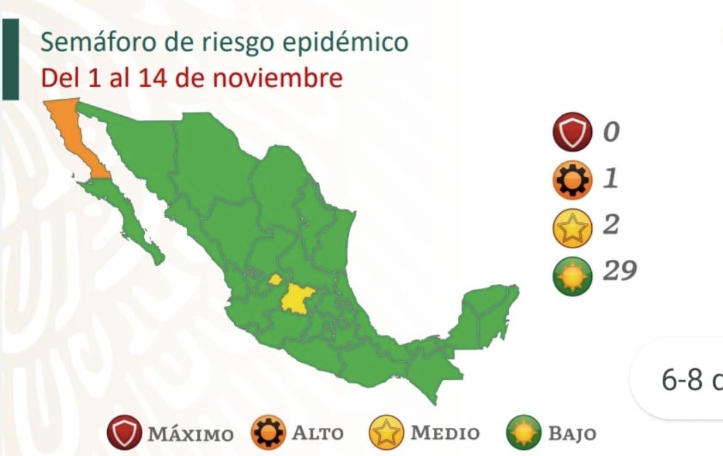Mayoría de estados en semáforo verde por COVID-19; resta uno en naranja - semaforo