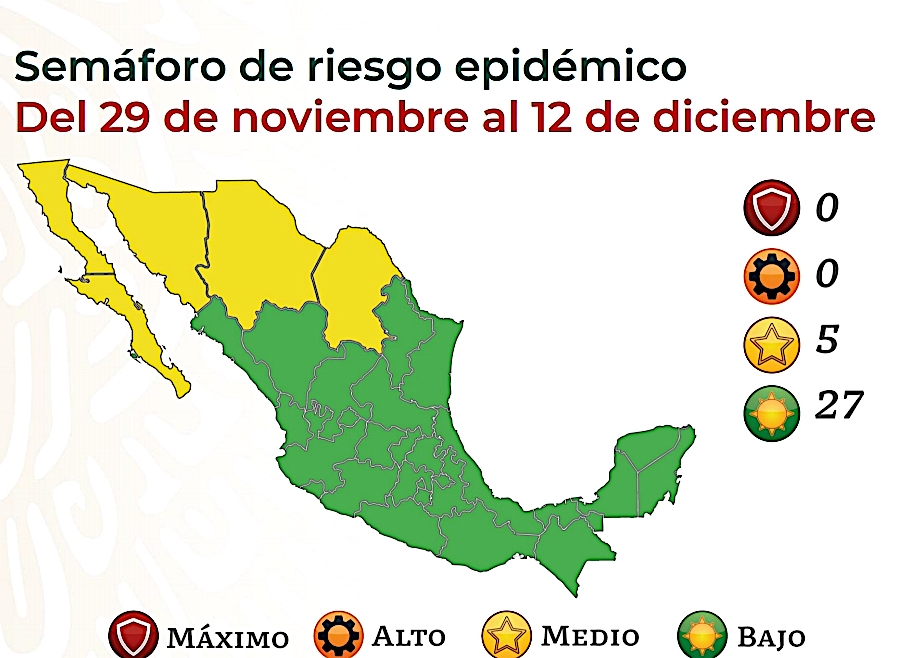 México registró en las últimas 24 horas 3 mil 445 casos y 165 muertes por COVID-19 - semcov26112021