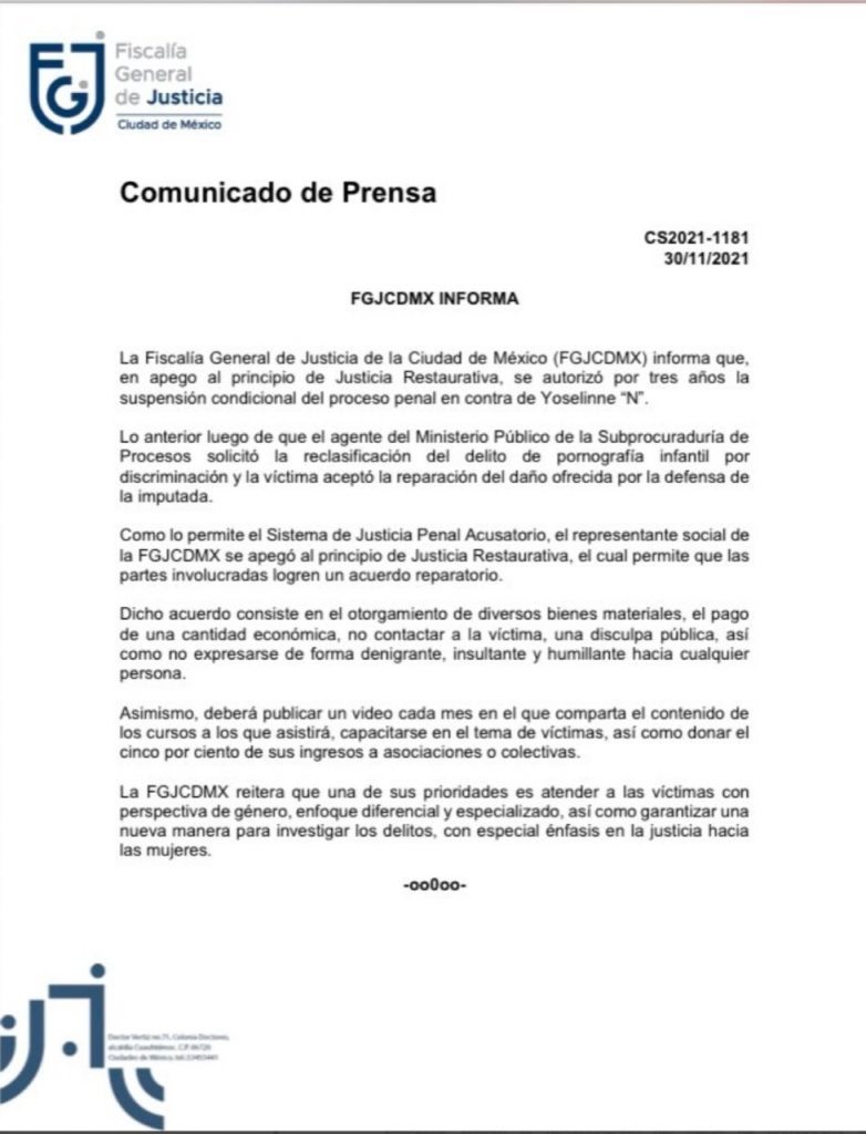 'YosStop' libre tras alcanzar acuerdo con Ainara - yosstop-comunicado-fgj-782x1024