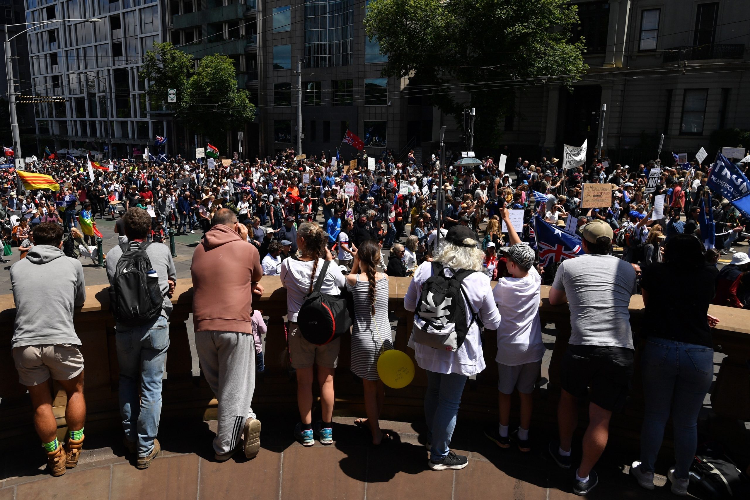 Protestas en Melbourne por las restricciones contra COVID-19 Protestas en Melbourne por las restricciones contra COVID-19