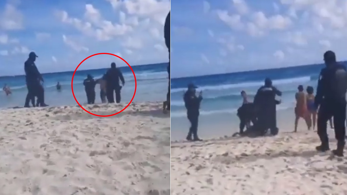 #Video Someten a hombre que paseaba a su perro en playa de Cancún