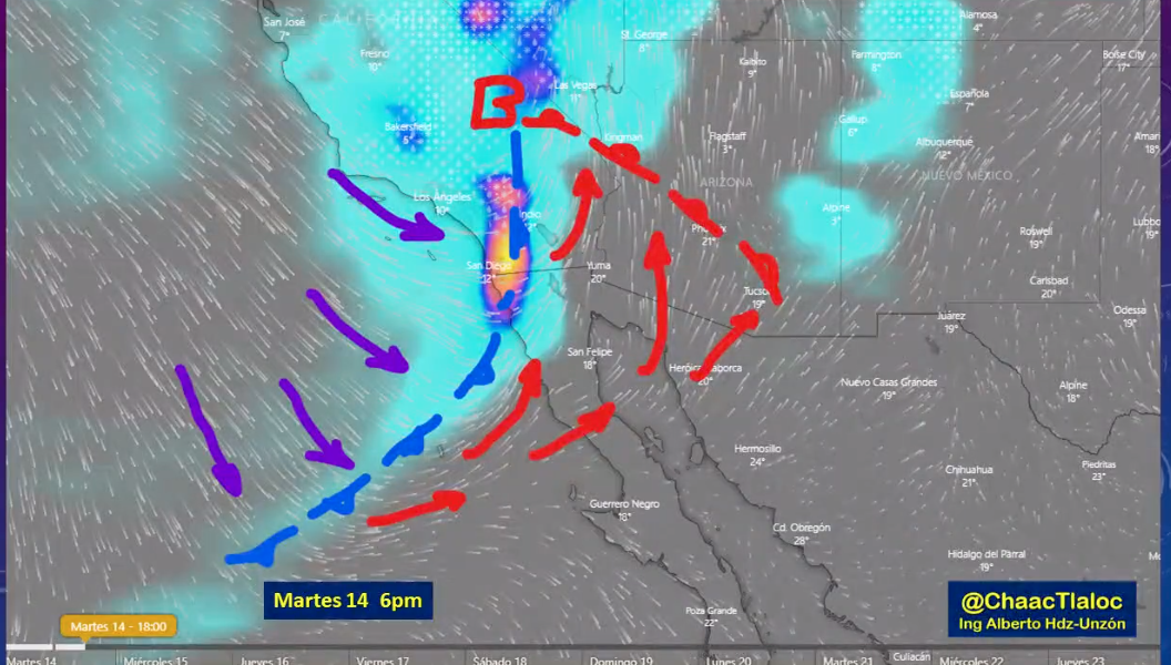 Potente sistema de tormentas afectará Baja California y Sonora Potente sistema de tormentas afectará Baja California y Sonora