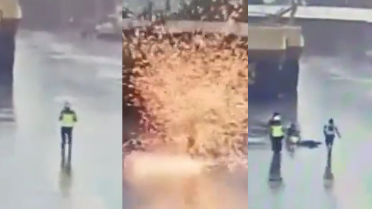 #Video Guardia de seguridad sobrevive a rayo con paraguas en mano