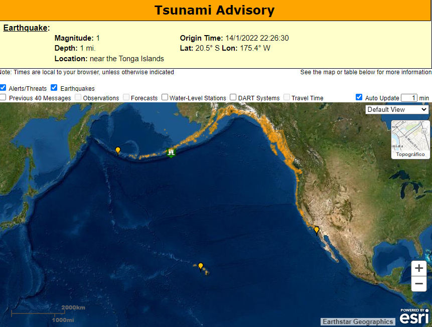 Activan alerta de tsunami en EE.UU. tras erupción en Tonga - alerta-de-tsunami