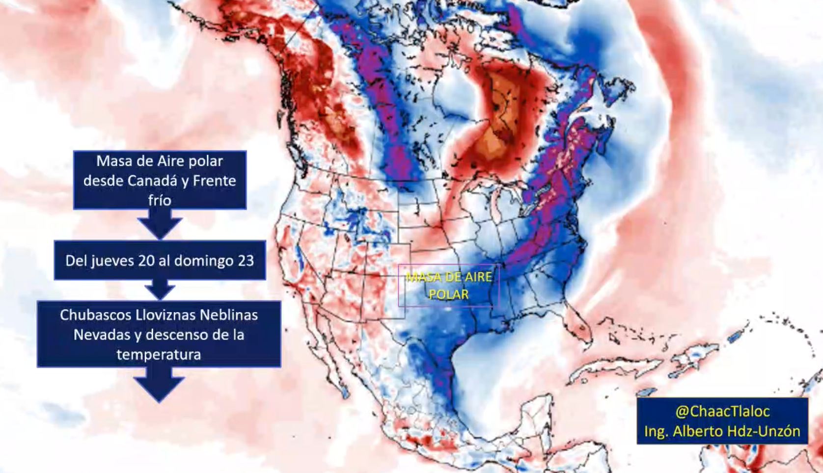 Masa de aire polar provocará descenso en las temperaturas a partir del jueves