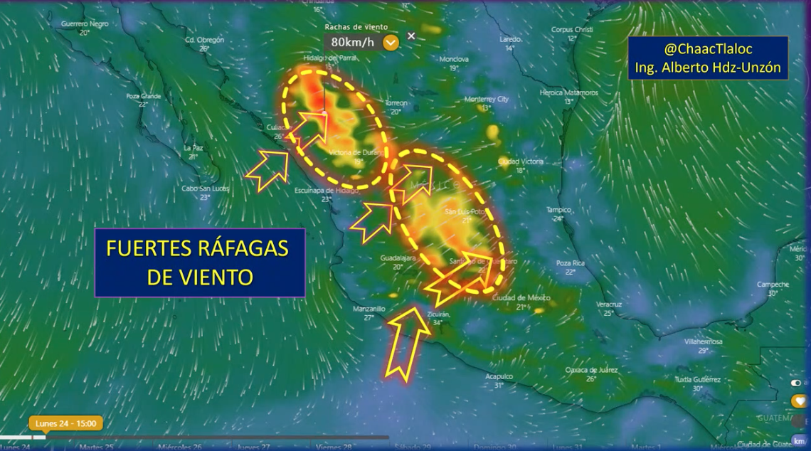 Fuertes ráfagas de viento en 10 estados; el pronóstico del clima