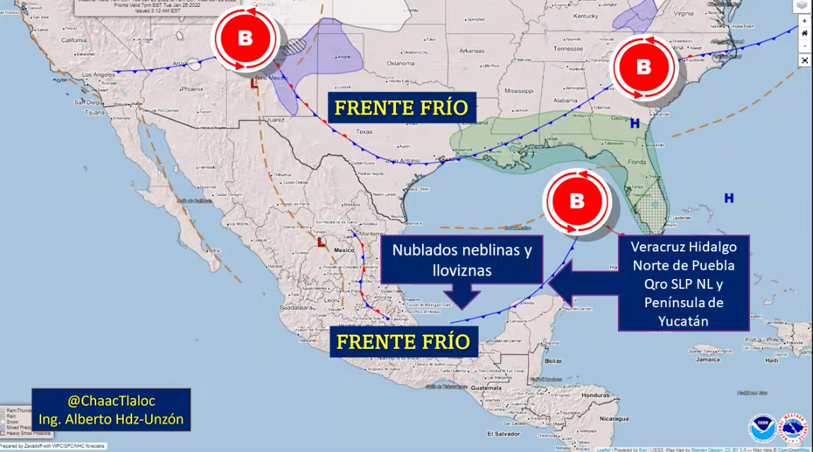 Nublados, neblinas y lloviznas en Veracruz, Hidalgo, Puebla, Querétaro, SLP y NL
