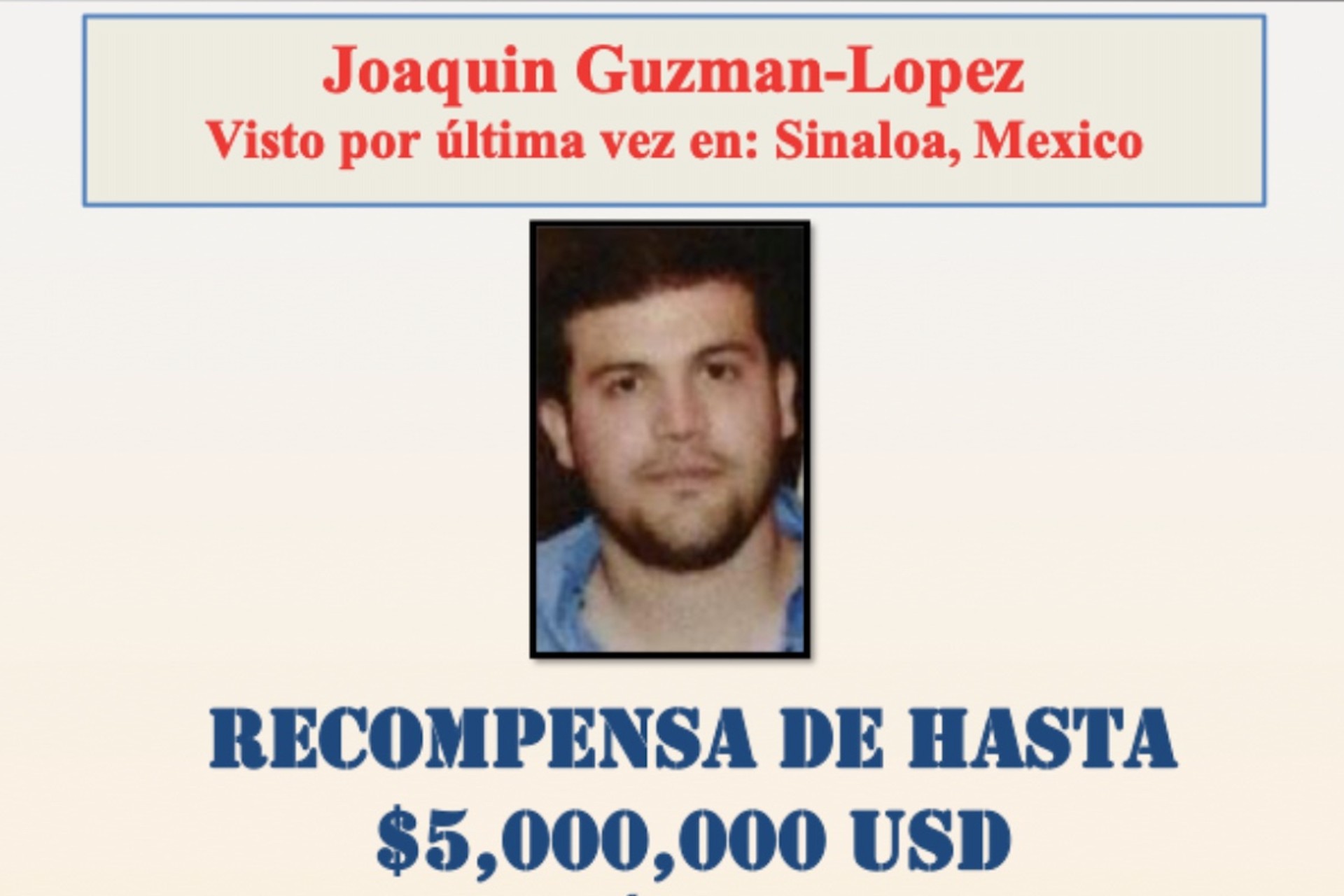 EE.UU. Actualiza Foto Del Narcotraficante Joaquin Guzmán López, Hijo De ...