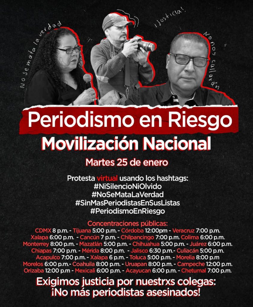 Movilización nacional 'Periodismo en Riesgo' exigirá justicia por periodistas asesinados - periodismo-en-riesgo-844x1024