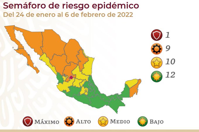 México registró en las últimas 24 horas 49 mil 906 casos y 331 muertes por COVID-19 - semaforo-covid-19-coronavirus-pandemia