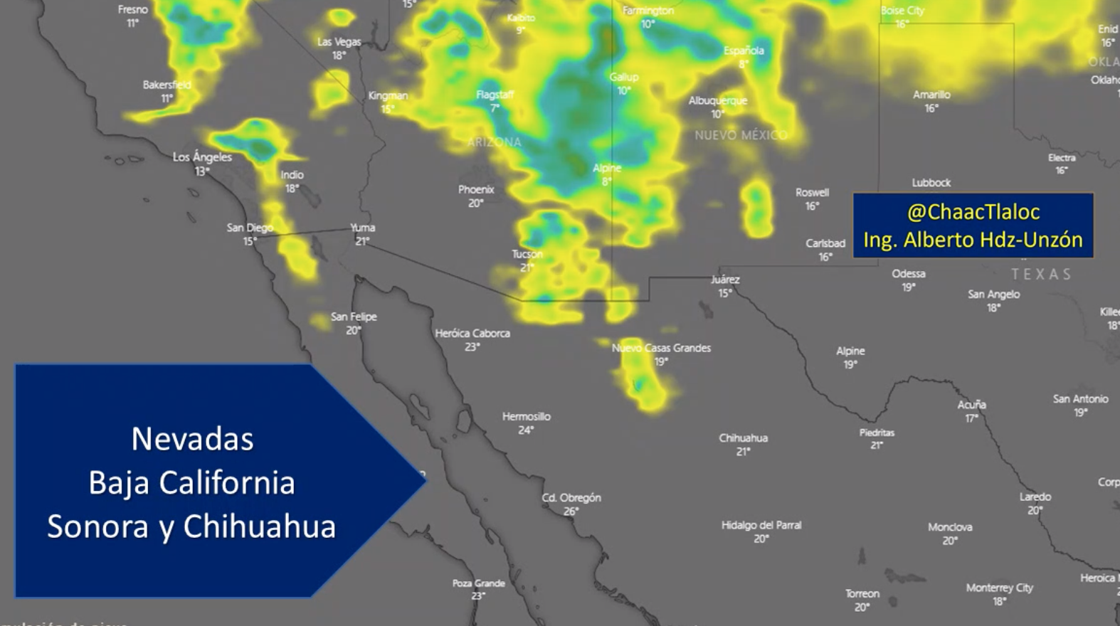 Fuertes ráfagas de viento, nevadas y lloviznas en Baja California, Sonora y Chihuahua