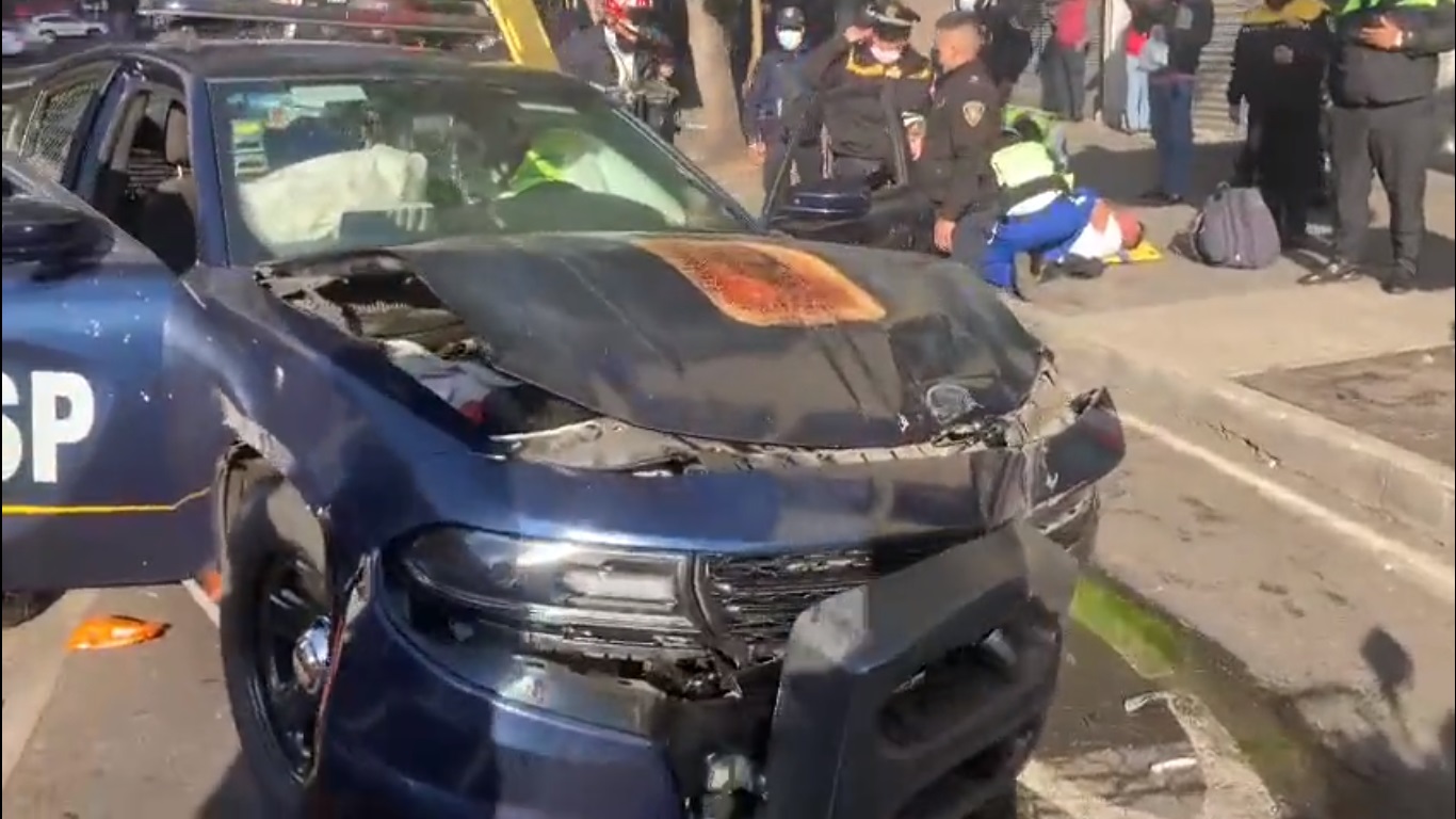 Choque de patrulla en CDMX deja 4 policías heridos