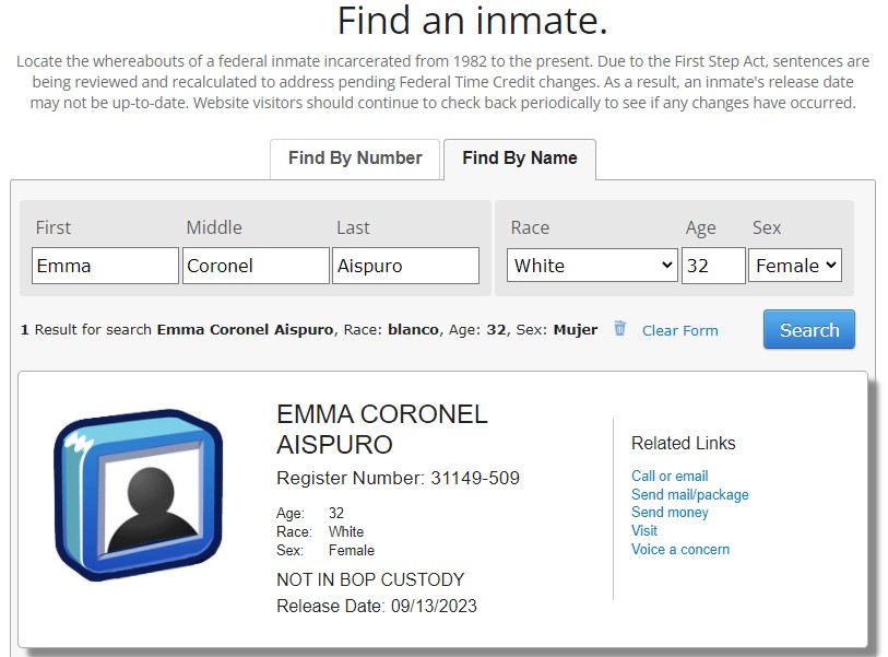 Reducen 5 meses sentencia de Emma Coronel; saldrá de prisión en 2023 - estatus-de-emma-coronel-en-el-bop