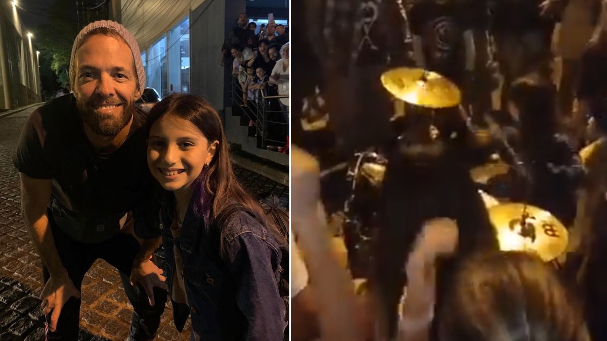 Niña en Paraguay toca la batería afuera del hotel donde estaba Foo Fighters; Taylor Hawkins sale a conocerla
