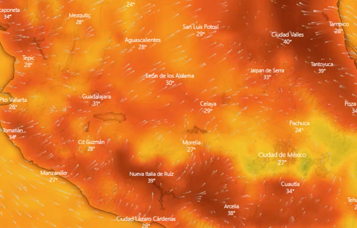 Temperaturas superiores a los 40º en NL, Tamaulipas, SLP, Veracruz, Michoacán, Guerrero y Oaxaca