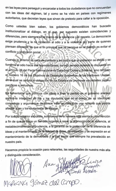 Oposición denuncia ante ONU campaña de Morena en su contra por "traidores a la patria" - carta-onu-3