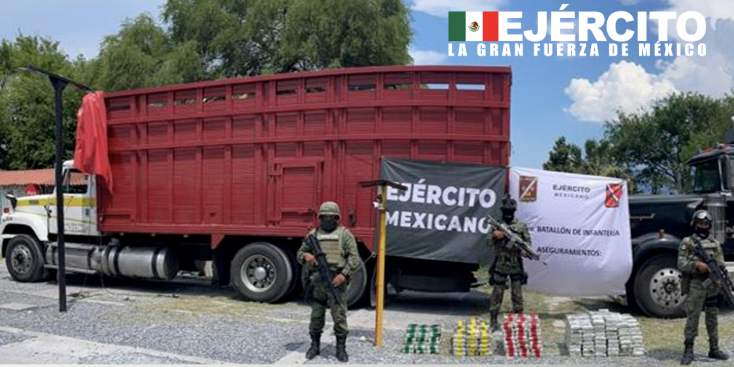 Decomisan dos camiones con cocaína en Tamaulipas