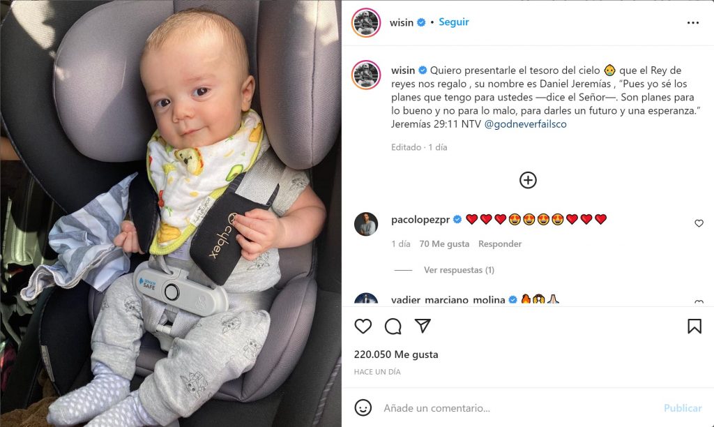 El cantante puertorriqueño Wisin presenta a su hijo menor - wisin-hijo-instagram-2-1024x612