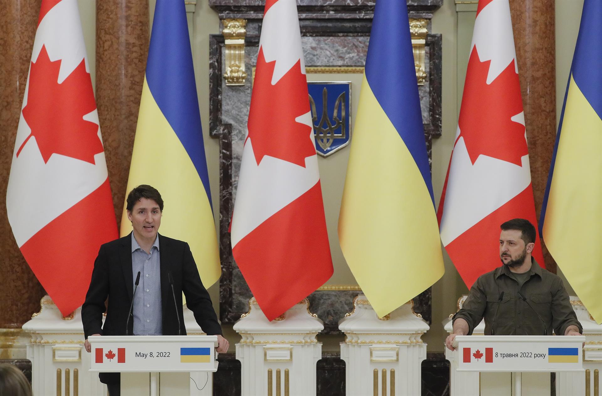 El encuentro Justin Trudeau y Volodemir Zelenski
