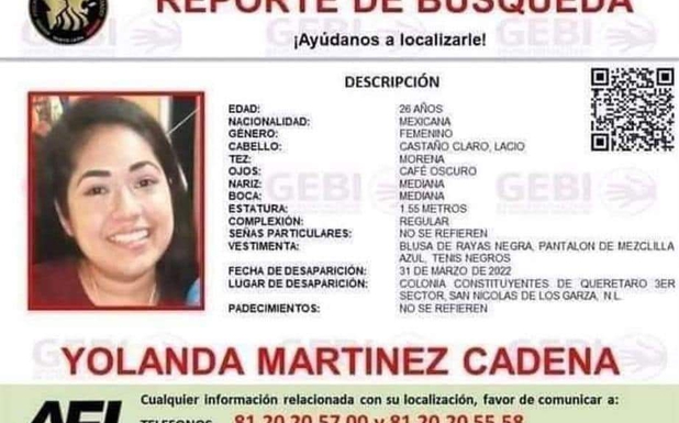 Hallan cuerpo de mujer en Nuevo León; investigan si es Yolanda Martínez - ficha-de-busqueda-de-yolanda-martinez