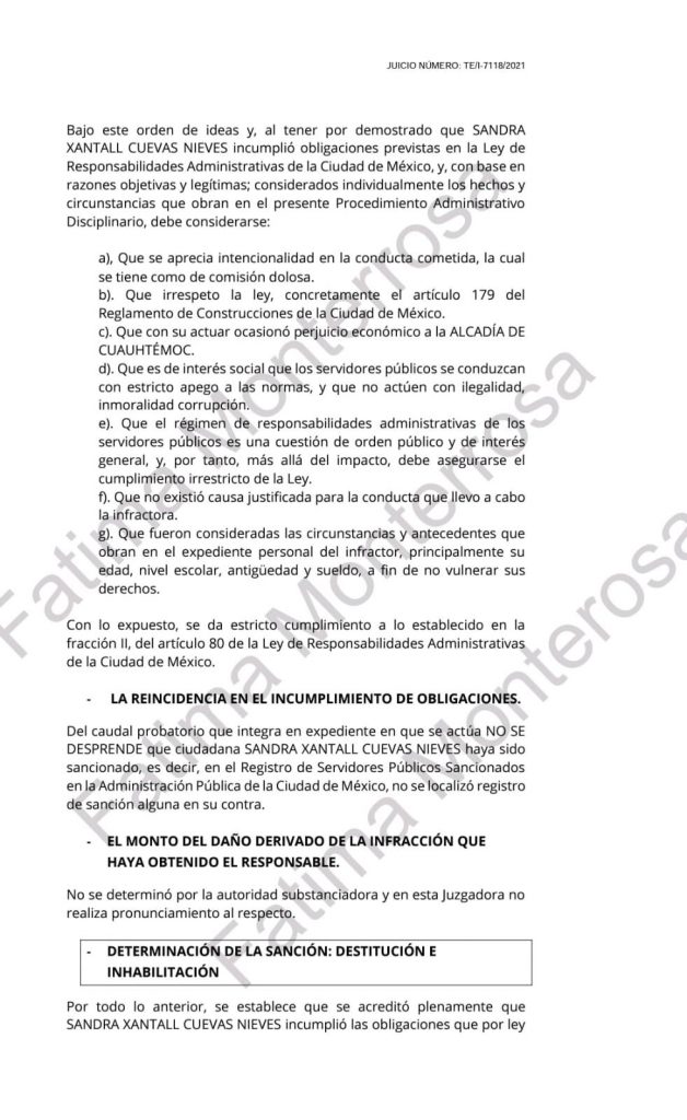 Revelan documento que inhabilita a Sandra Cuevas, alcaldesa de Cuauhtémoc - sentencia-inhabilitacion-sandra-cuevas-628x1024