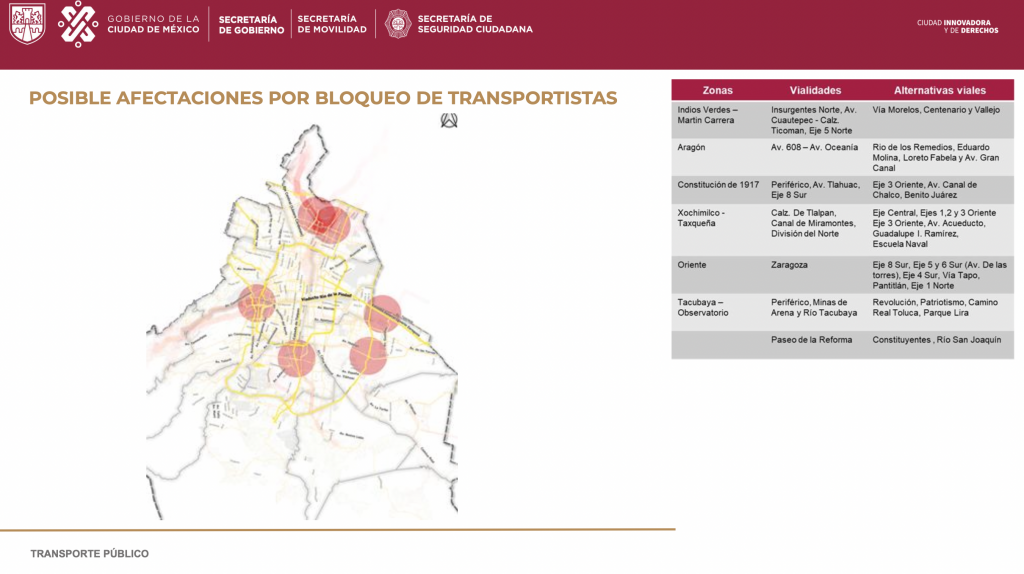 Estos serán los puntos afectados por bloqueos de transportistas en CDMX este jueves - afectaciones-por-bloqueos-1024x574