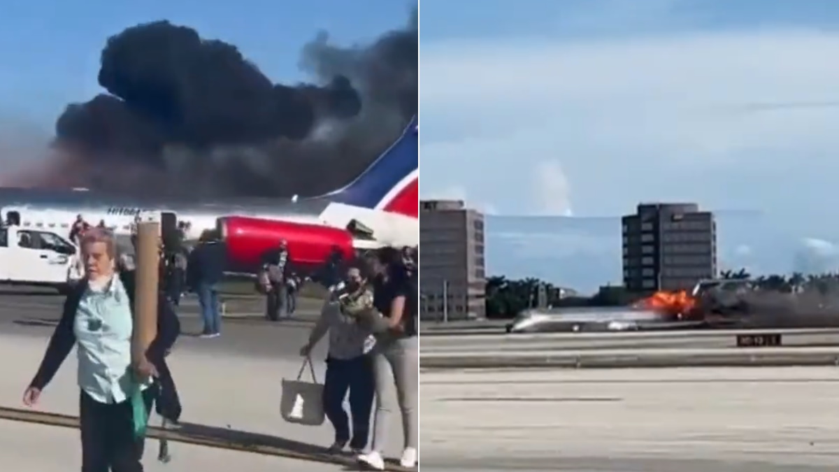 Dominican Republic plane catches fire after landing at Miami airport