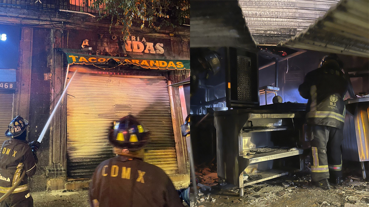 Incendio consume taquería en Centro Histórico de la CDMX