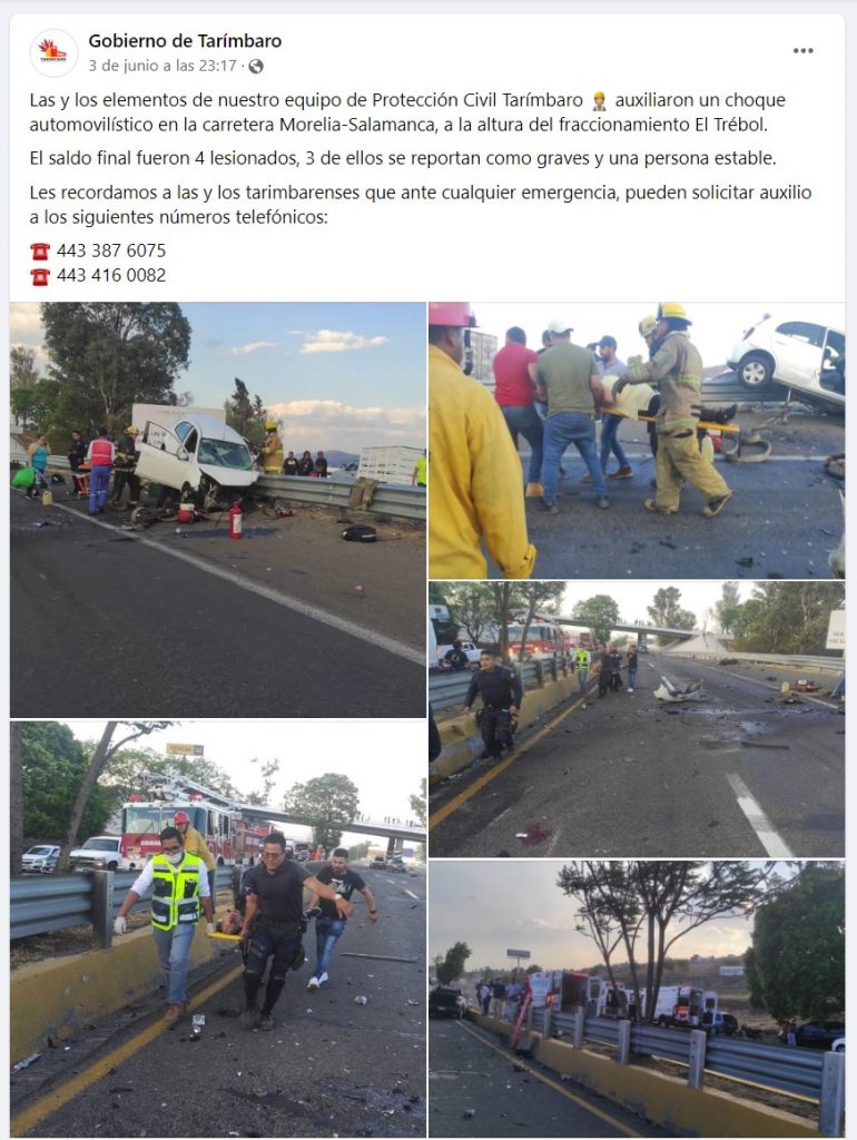 #Video Fuerte accidente sobre la carretera Morelia-Salamanca deja cuatro heridos - michoacan-accidente-tarimbaro-770x1024