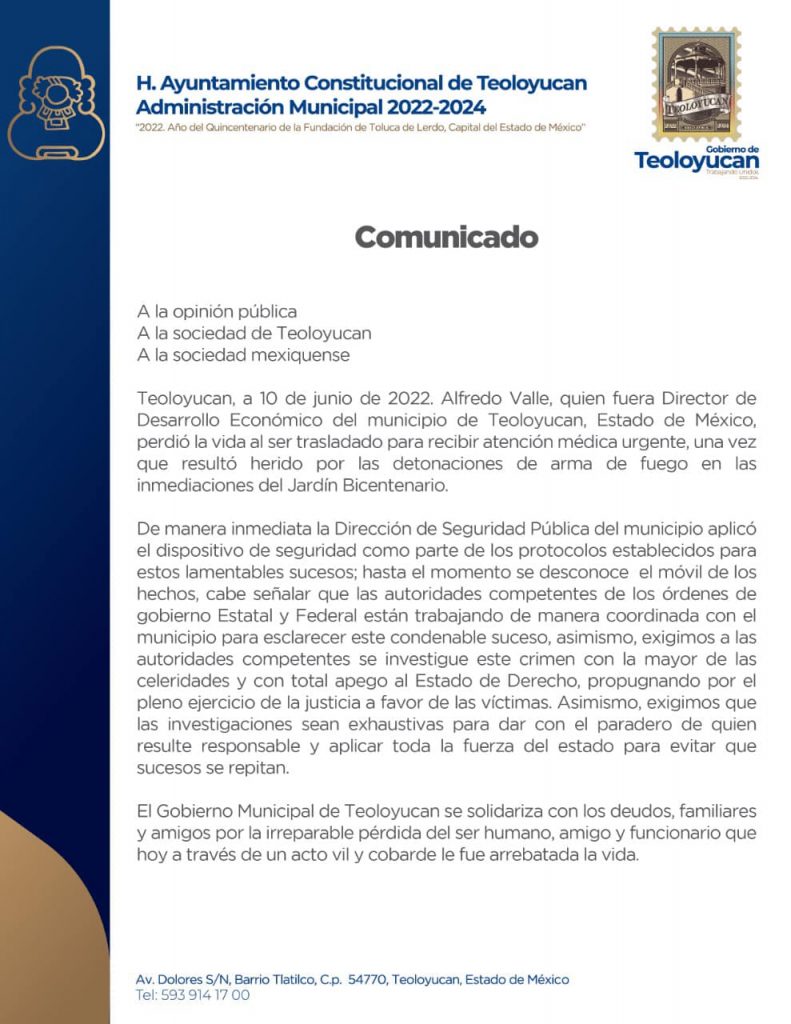 Asesinan a Alfredo Valle, director de Desarrollo Económico de Teoloyucan - teoloyucann-791x1024