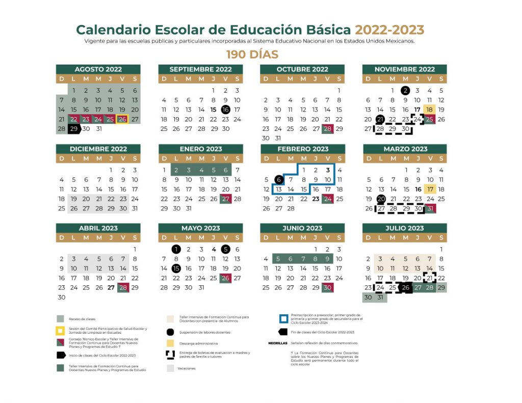 Alumnos tendrán tres semanas de vacaciones en diciembre - calendario-ciclo-escolar-2022-2023-1024x791