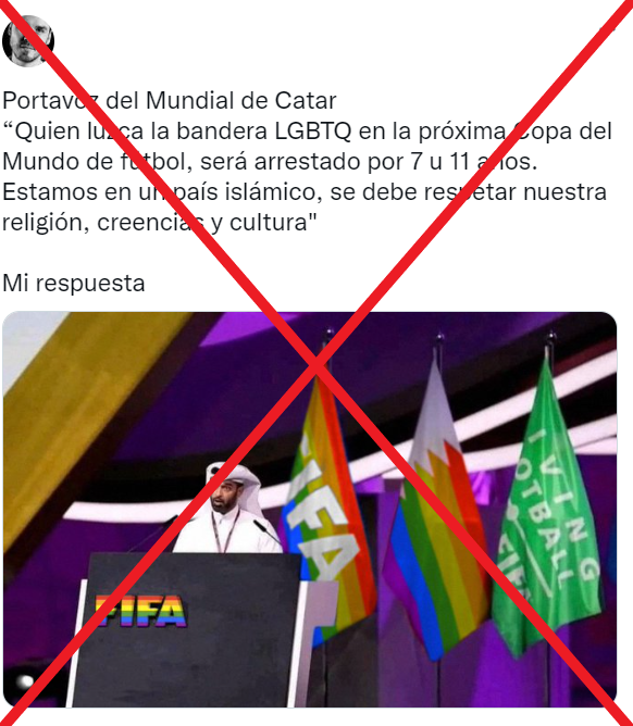 Qatar no impondrá penas de cárcel por mostrar la bandera LGTBI en el Mundial - catar-bandera-lgtbi-carcel-tuit-falso