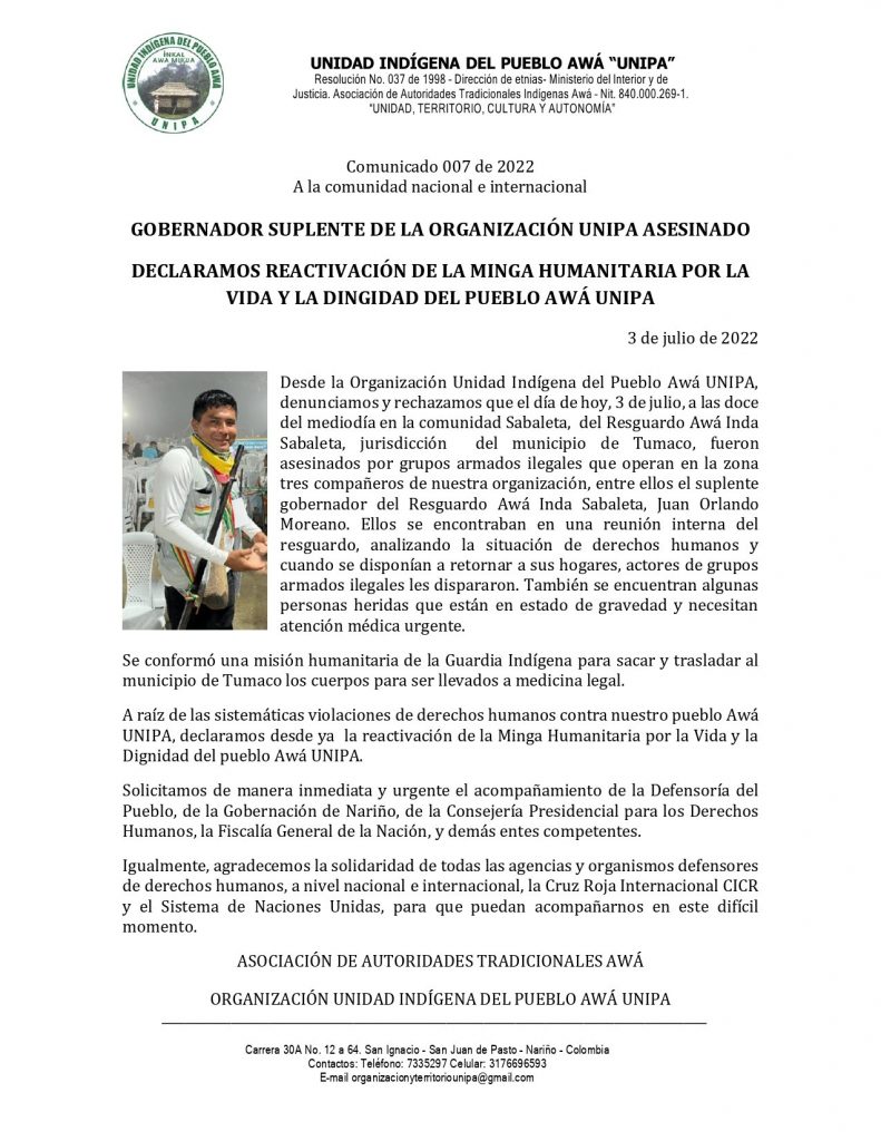 Denuncian el asesinato de tres indígenas en el suroeste de Colombia - denuncian-el-asesinato-de-tres-indigenas-en-el-suroeste-de-colombia-791x1024