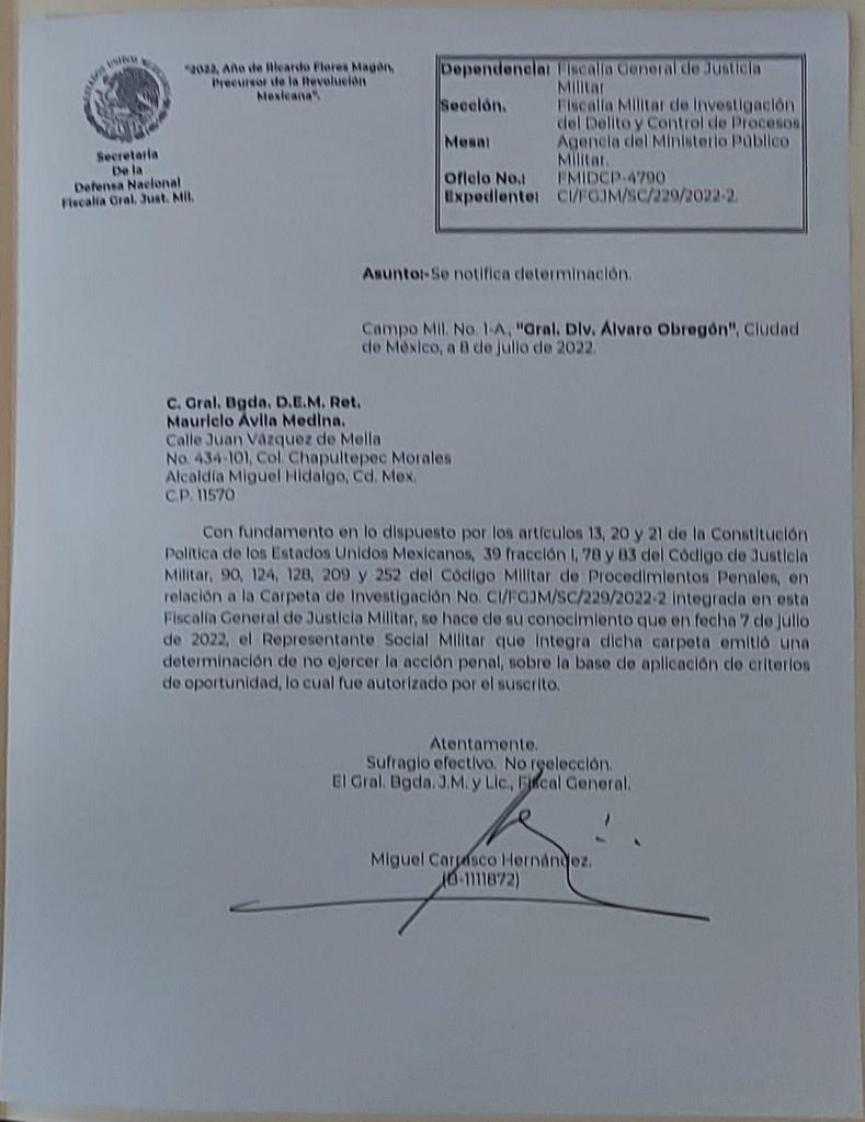 Fiscalía Militar no ejercerá acción penal contra general que criticó estrategia de seguridad de AMLO - mauricio-avila-medina-fiscalia-militar-789x1024