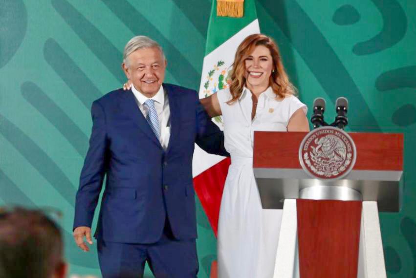 AMLO da total respaldo a gobernadora Marina del Pilar en BC; “no está sola”