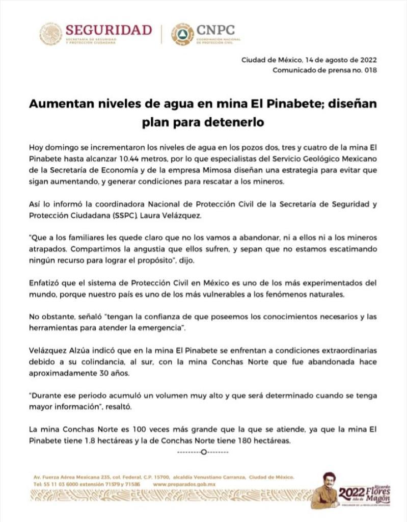 Aumento en los niveles de agua en la mina 'El Pinabete' retrasa el rescate de los trabajadores atrapados - aumentan-niveles-de-agua-en-mina-de-coahuila-disenan-nueva-estrategia-de-extraccion