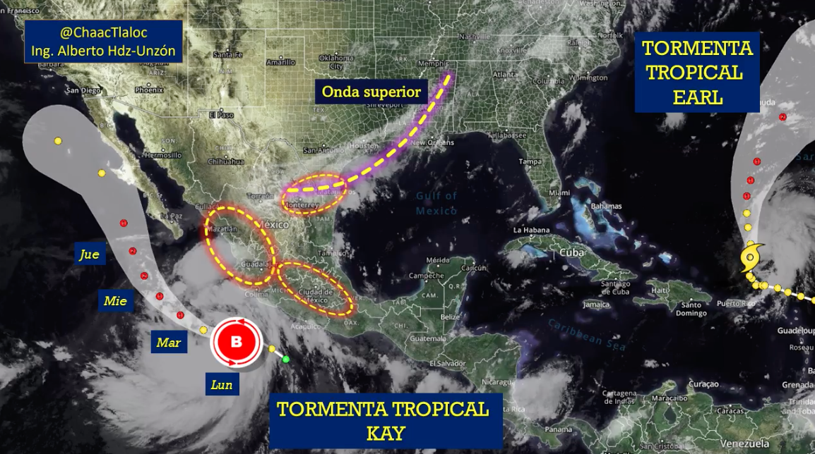 “Kay” provoca tormentas en gran parte de México “Kay” provoca tormentas en gran parte de México