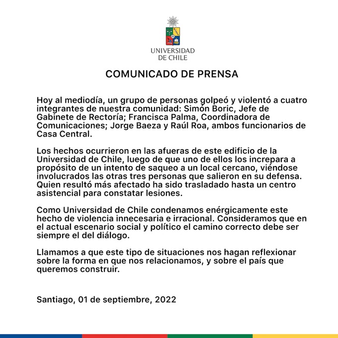 #Video Golpean a Simón Boric, hermano del presidente de Chile - comunicado-universidad-de-chile-agresion-simon-boric