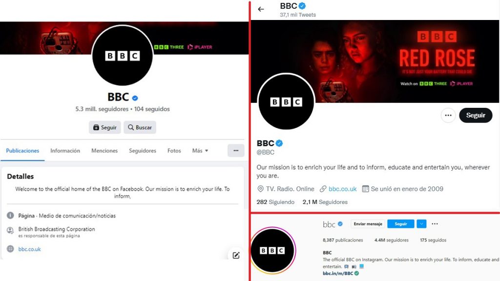 BBC se viste de negro durante cobertura por estado de salud de la Reina Isabel II - redes-sociales-de-la-bbc-con-logo-negro-1024x576