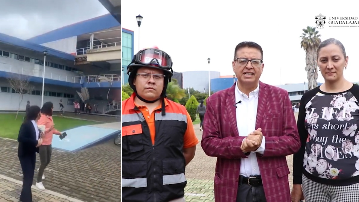 #Video Cae fachada de universidad en Jalisco; suspenden actividades escolares