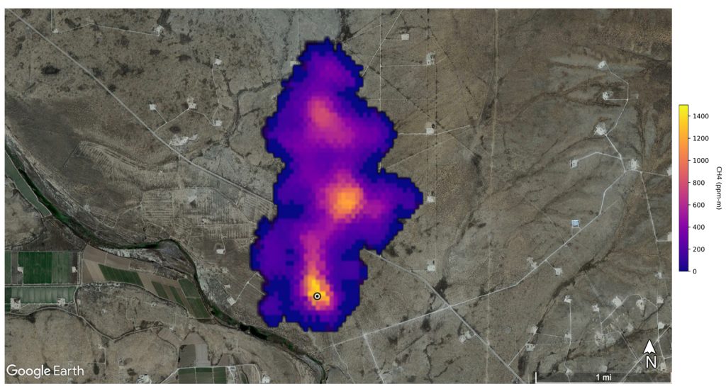 Un instrumento de la NASA identifica más de 50 "súper emisores" de metano - columna-de-metano-de-3-km-de-largo-detectada-al-sureste-de-carlsbad-nuevo-mexico-1024x549
