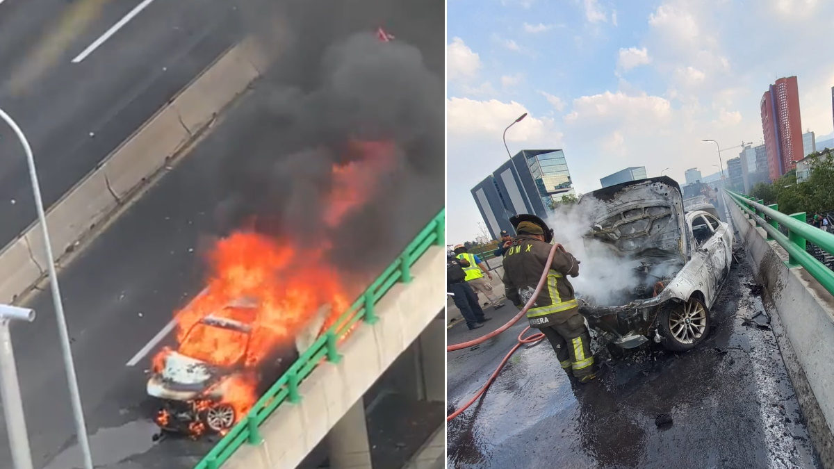 Sin lesionados tras incendio de vehículo en el Segundo Piso del Periférico Sin lesionados tras incendio de vehículo en el Segundo Piso del Periférico